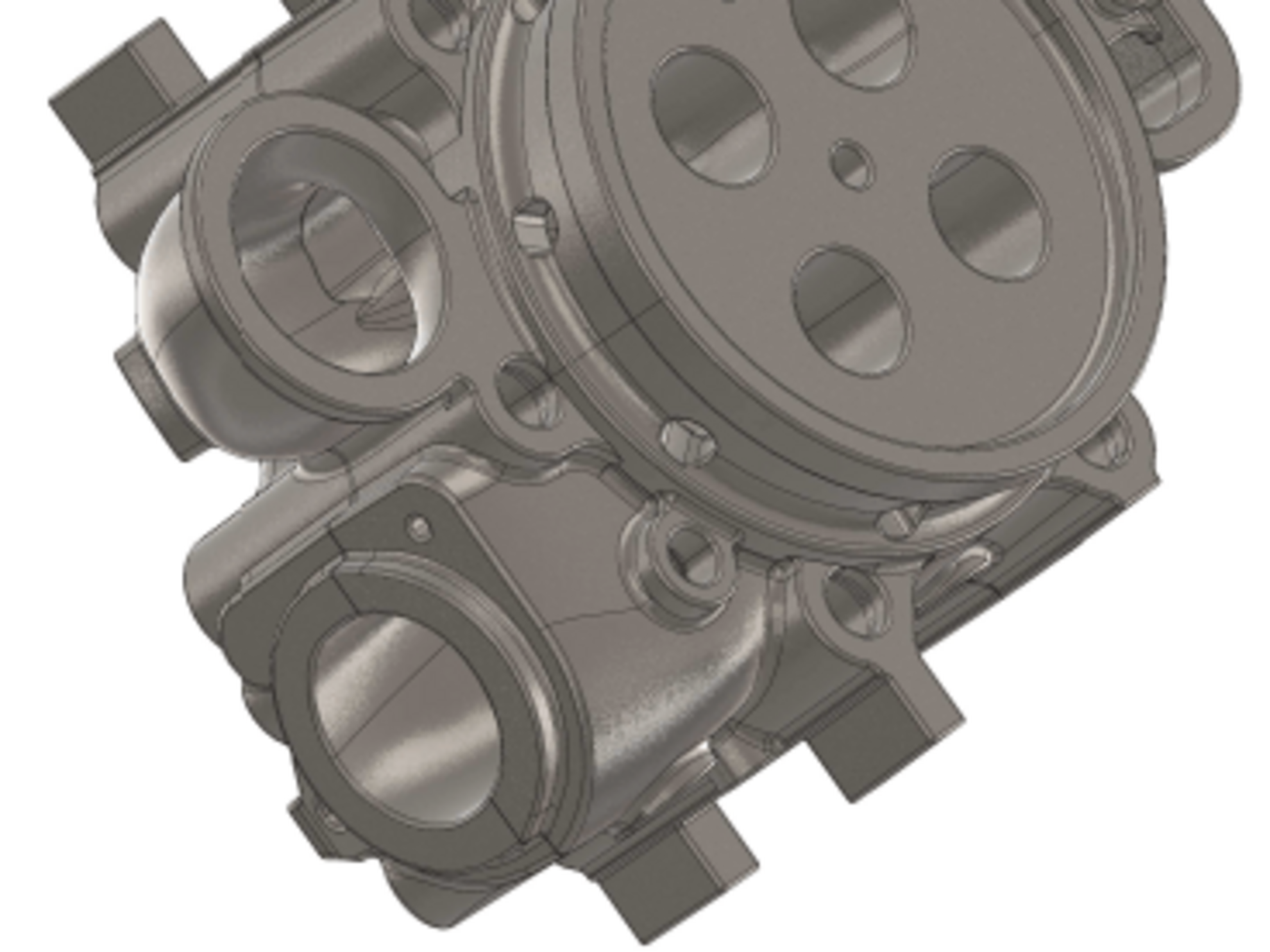 3D gerendertes Bild von einem Zylinderkopf in der Motorentechnik.