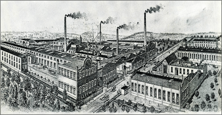 Eine alte Zeichnung des Werks in Rasberg von 1920
