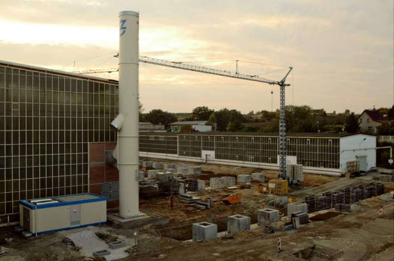 Bild einer Baustelle, in der das Werk in Zeitz entsteht