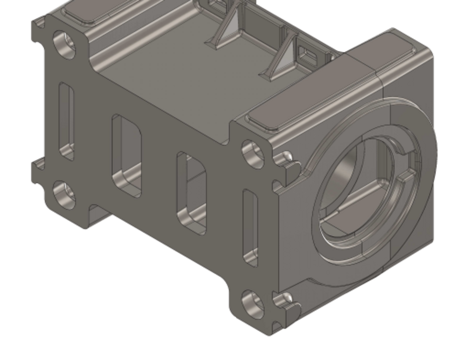 3D gerendertes Bild von einem Kopfstück in der Maschinenbautechnik.