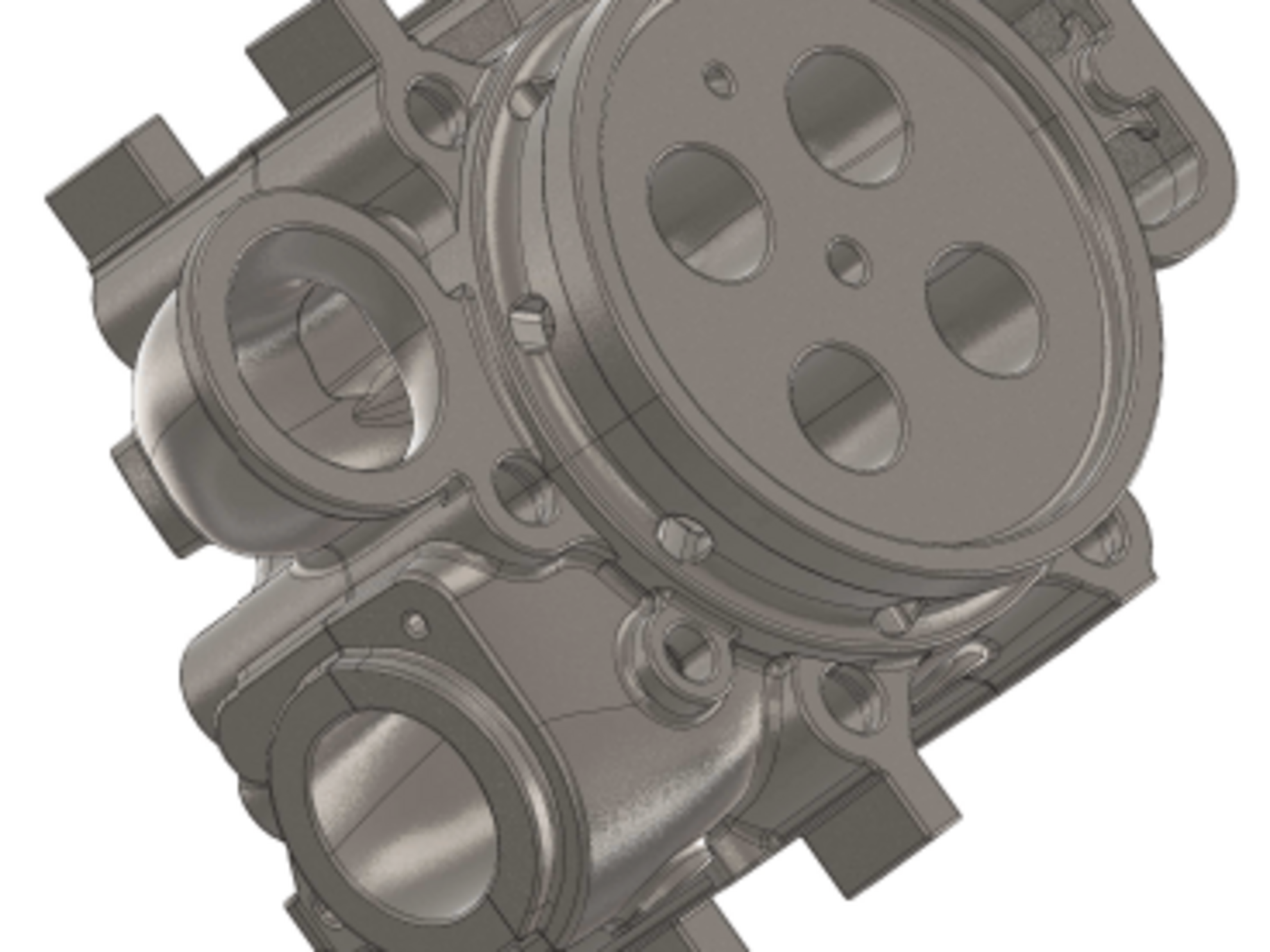 3D gerendertes Bild von einem Zylinderkopf in der Motorentechnik.