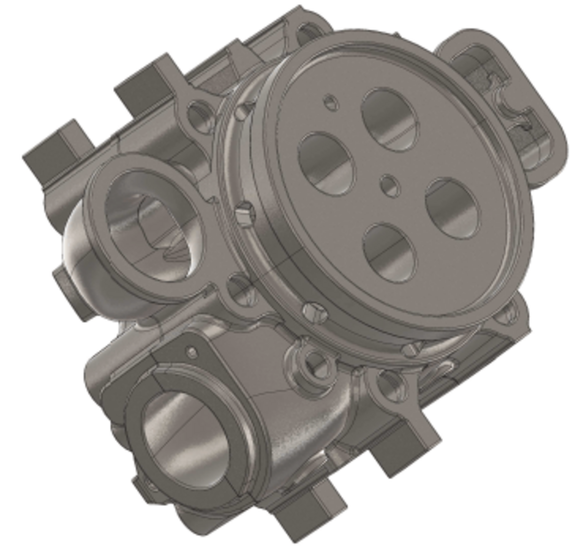 3D gerendertes Bild von einem Zylinderkopf in der Motorentechnik.