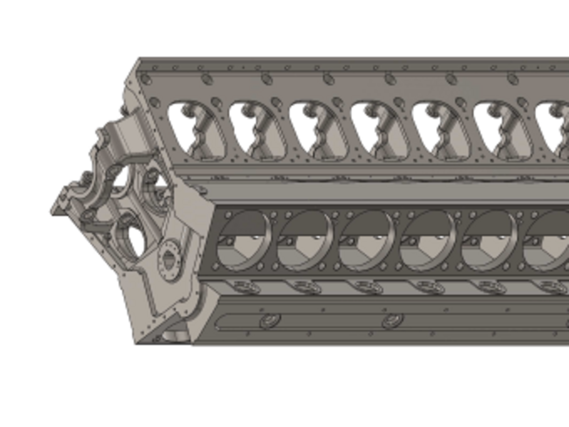 3D gerendertes Bild von einem Motorblock in der Motorentechnik.