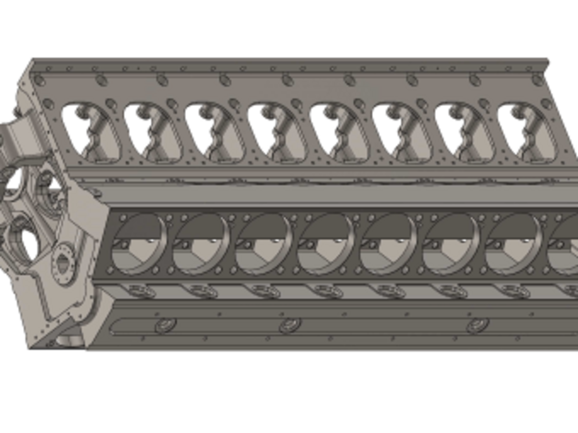 3D gerendertes Bild von einem Motorblock in der Motorentechnik.