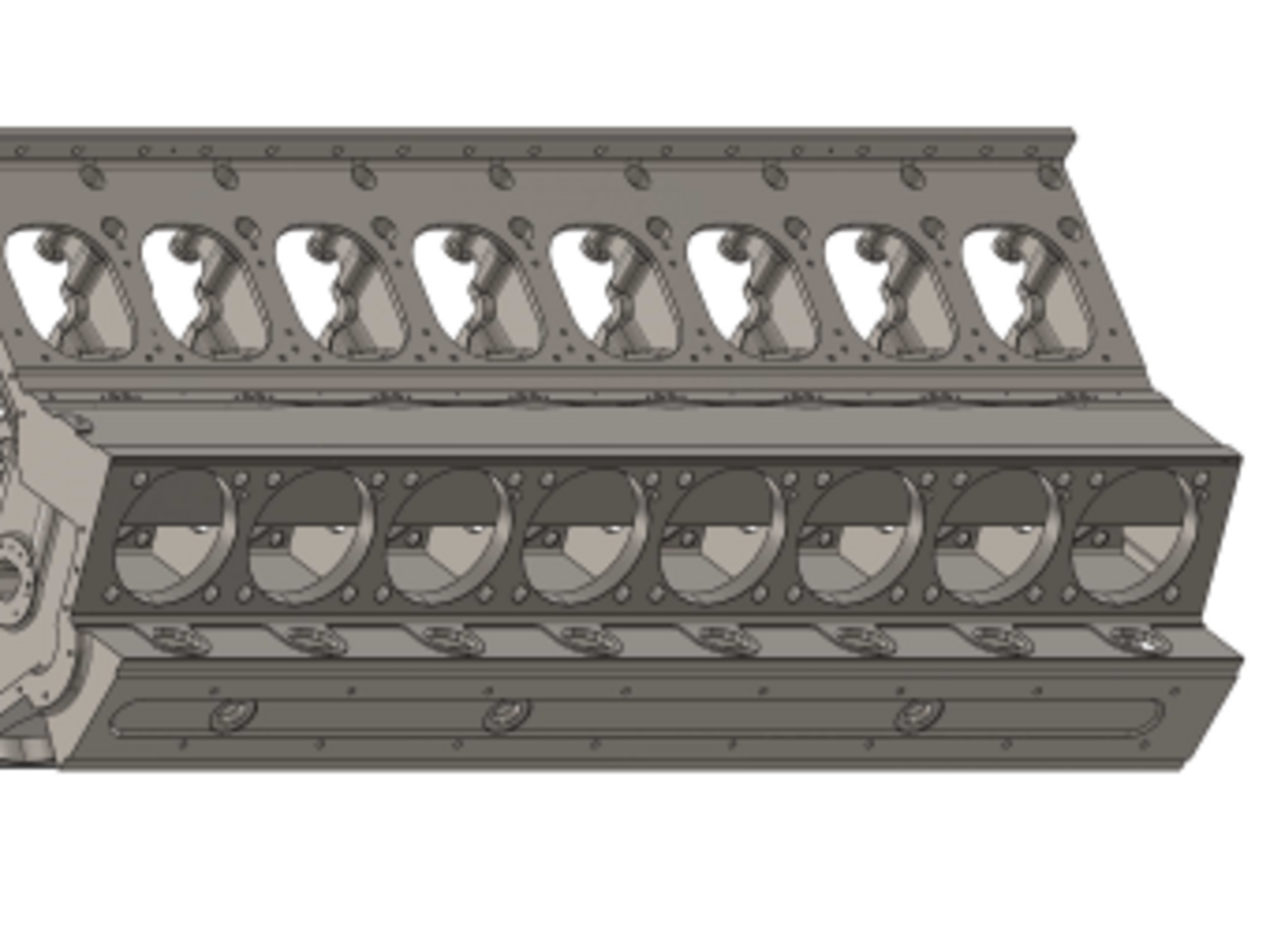 3D gerendertes Bild von einem Motorblock in der Motorentechnik.