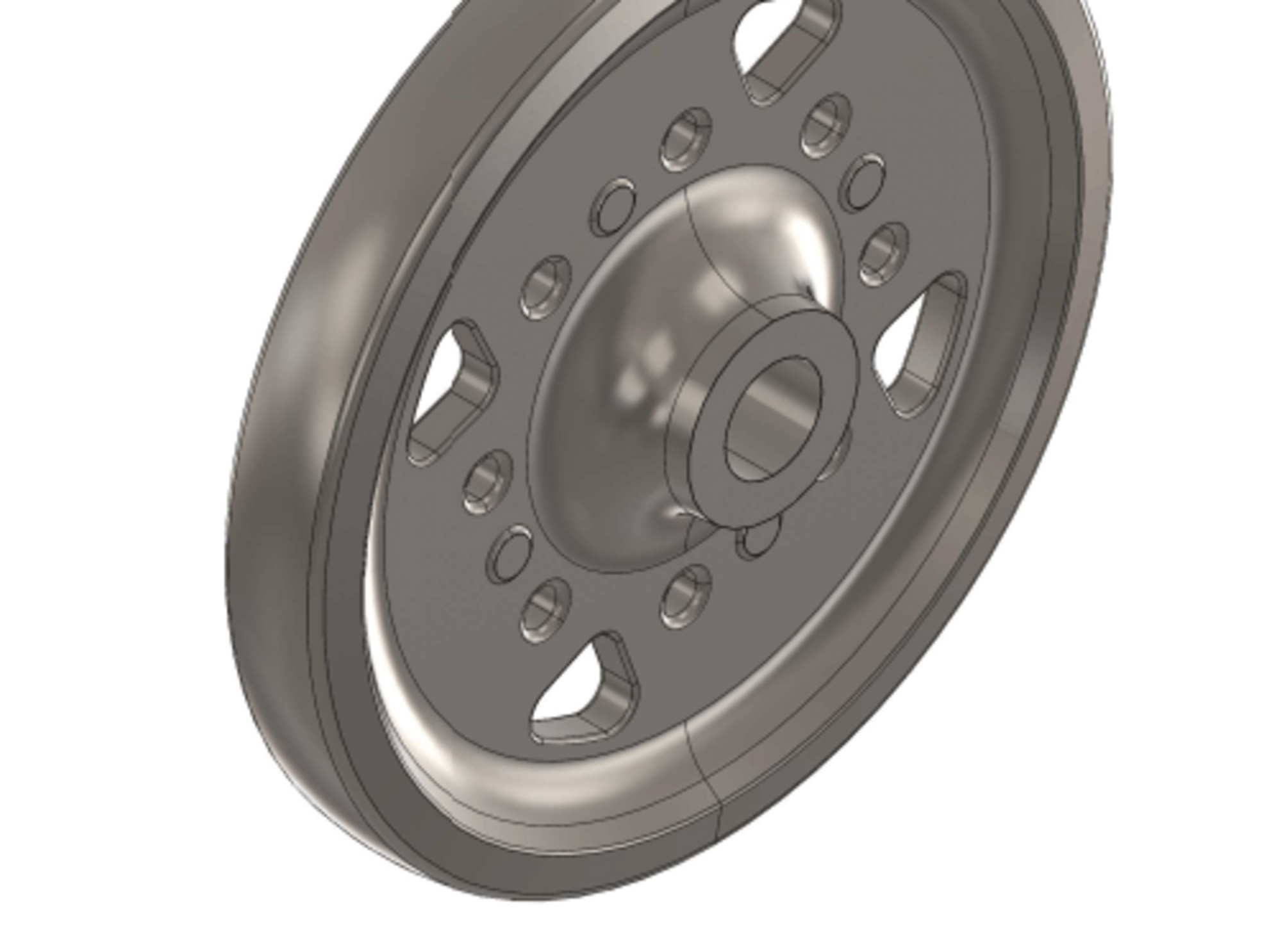 3D gerendertes Bild von einem Leitrad in der Baumaschinentechnik.