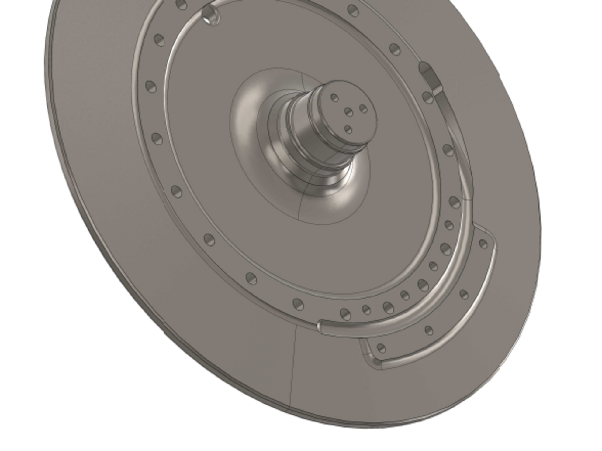 3D gerendertes Bild von einer Endscheibe in der Baumaschinentechnik.
