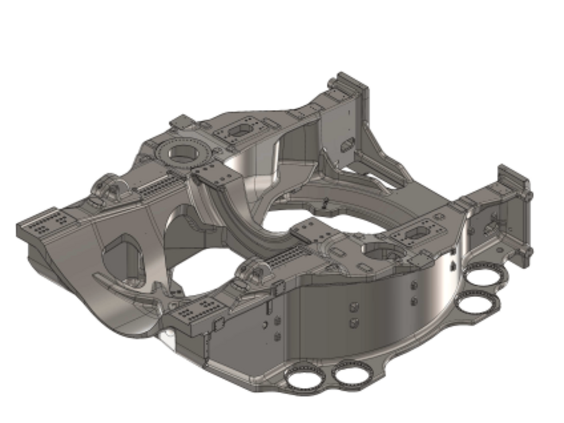 3D gerendertes Bild von einem Maschinenträger in der Windkrafttechnik