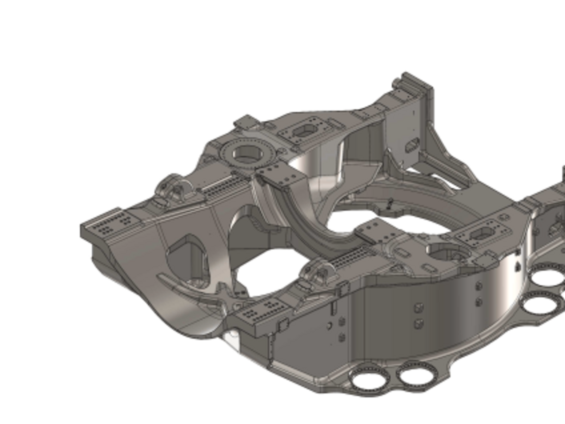 3D gerendertes Bild von einem Maschinenträger in der Windkrafttechnik