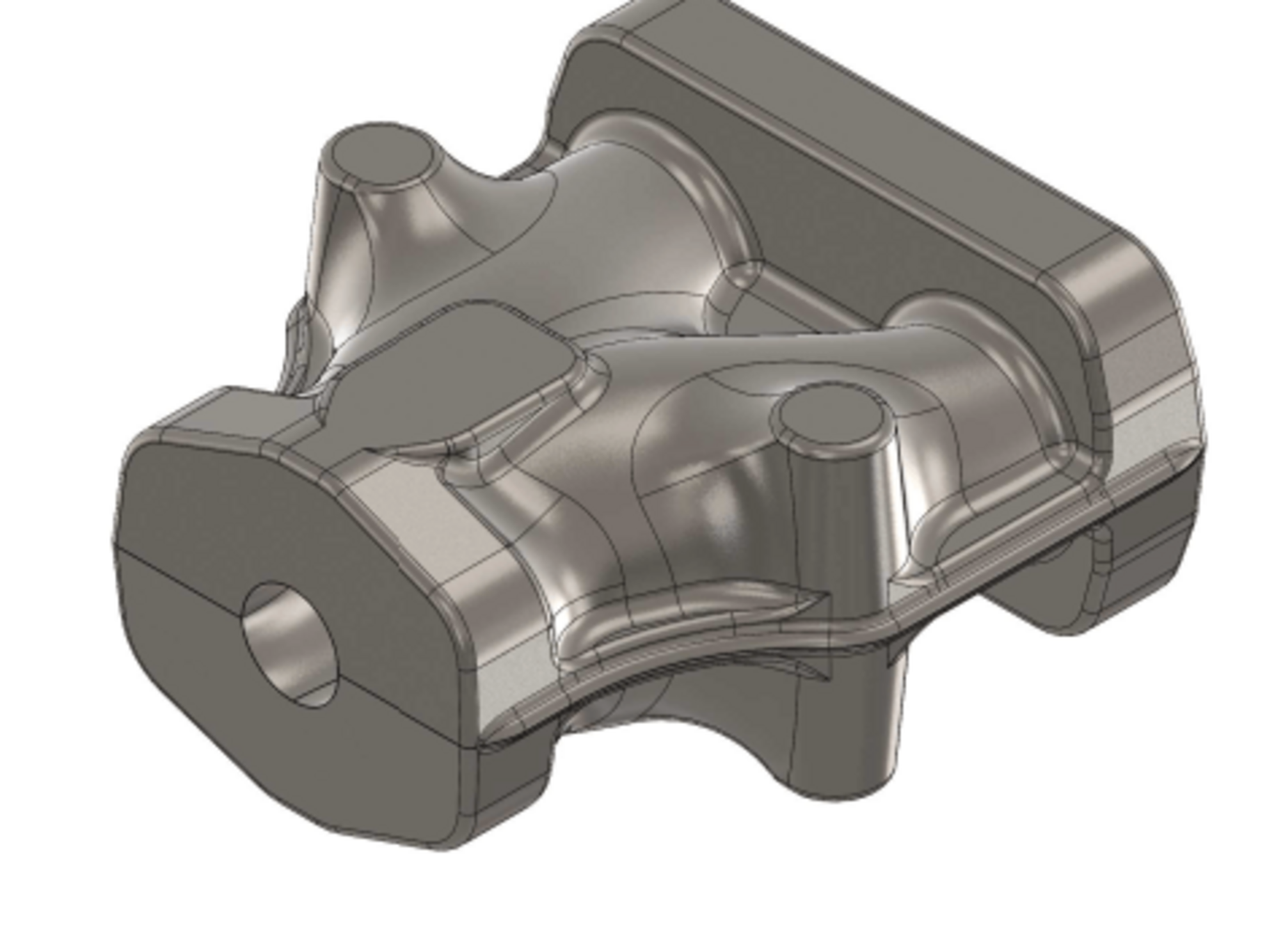 3D gerendertes Bild von einem Y-Verteiler in der Baumaschinentechnik.