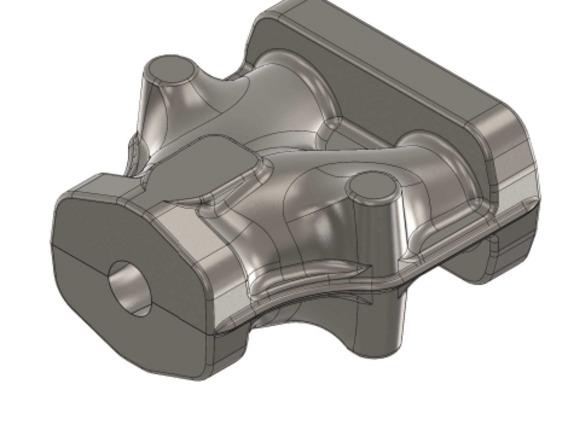 3D gerendertes Bild von einem Y-Verteiler in der Baumaschinentechnik.